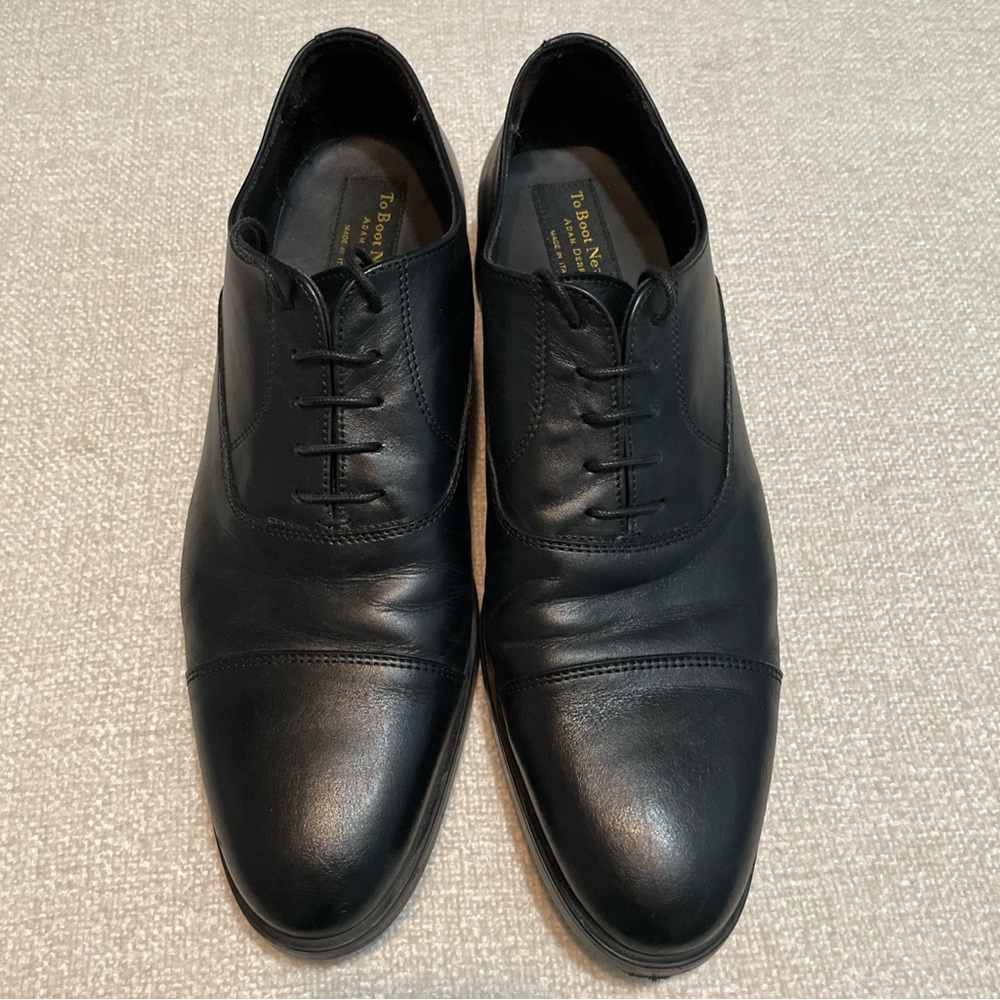 To Boot Made In Italy Black Leather Cap-Toe Oxford